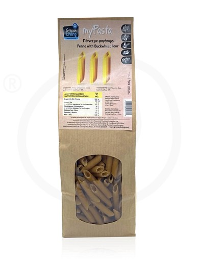 Gluten free «Penne» traditional pasta with buckwheat flour from Attica "Grecian Living" 8.8oz