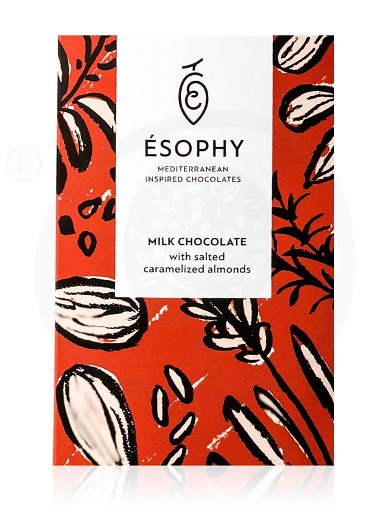 Σοκολάτα γάλακτος με αλατισμένα & καραμελωμένα αμύγδαλα "Ésophy" 50g