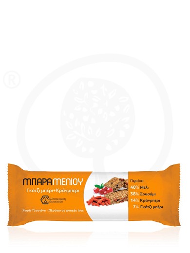 Melekouni bar with cranberry & goji berry «Honey Bar» "Beekeeping Company of Dodecanese" 40g